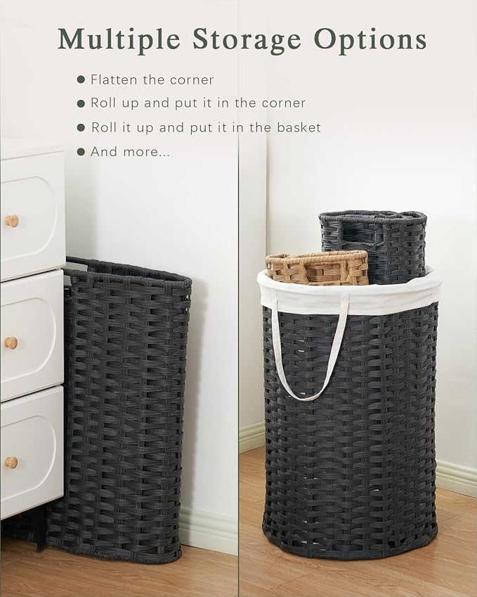 Large Laundry Hamper Laundry Basket Round 34.3 Gal Handwoven Wicker Laundry