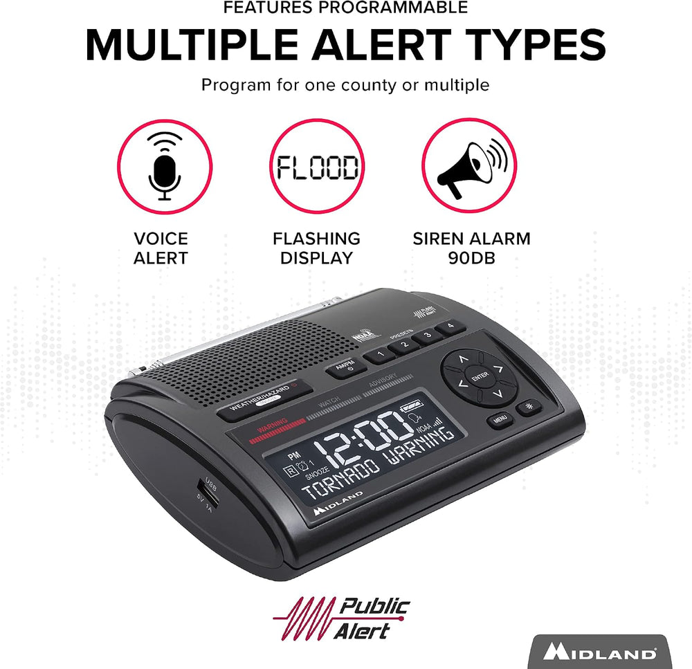 Midland - WR400 Weather Radio Deluxe - NOAA Emergency Alert Scanner – Home Us...
