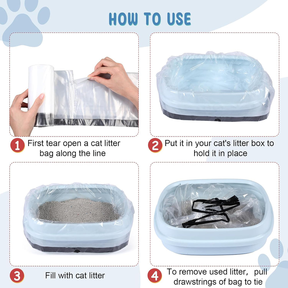 Tinlade 50 Count Jumbo Cat Litter Box Liners,39 x 22 Inch,Clear, Black