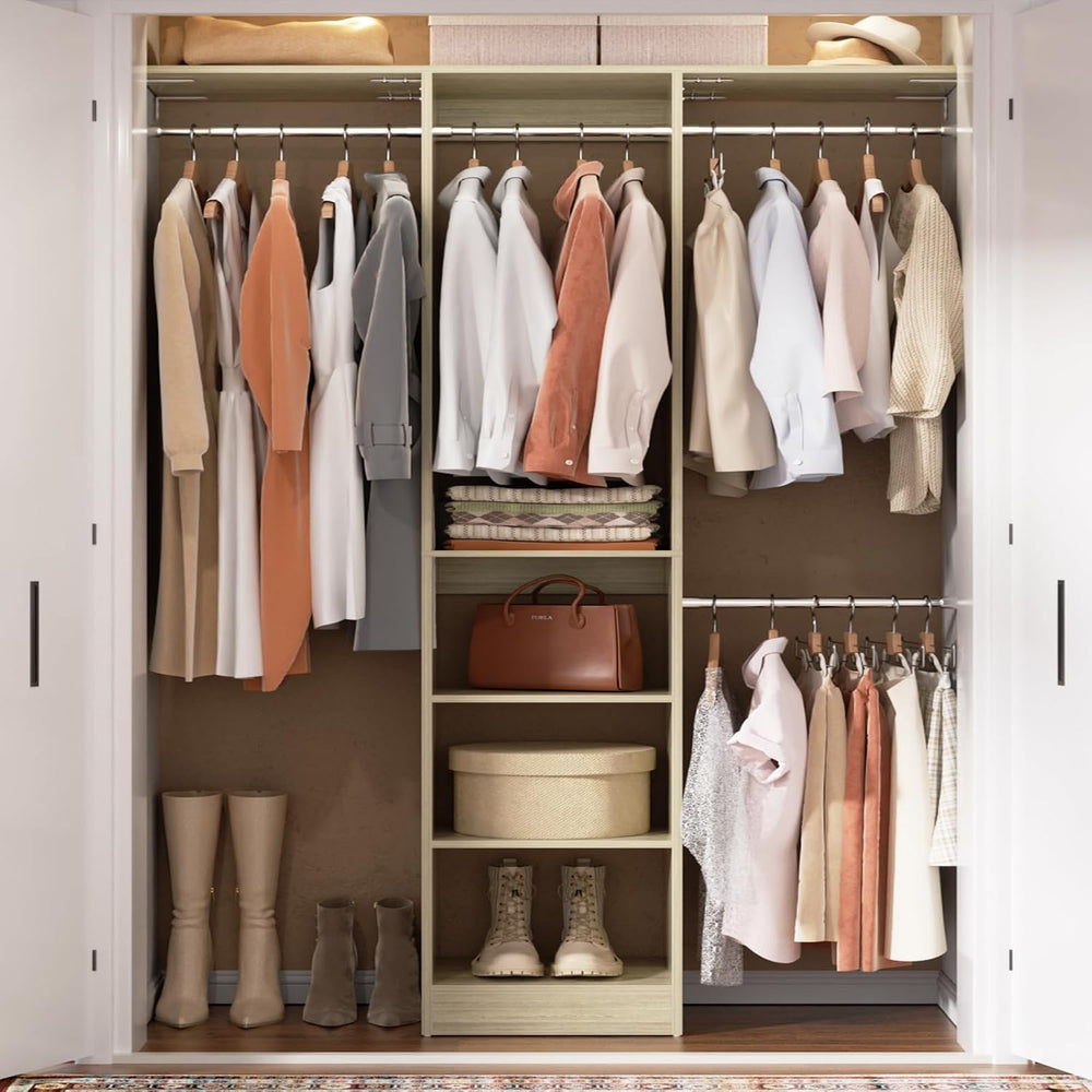 Cyclysio 4FT Closet System for Small Space, 80"H, White Oak