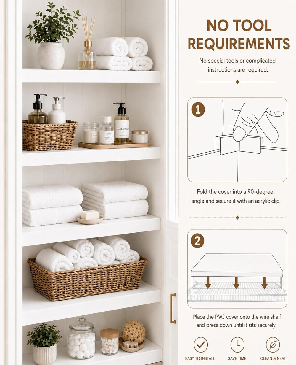 Wire Shelf Covers for Pantry Wire Rack Covers for Shelves 26X12-4PCS