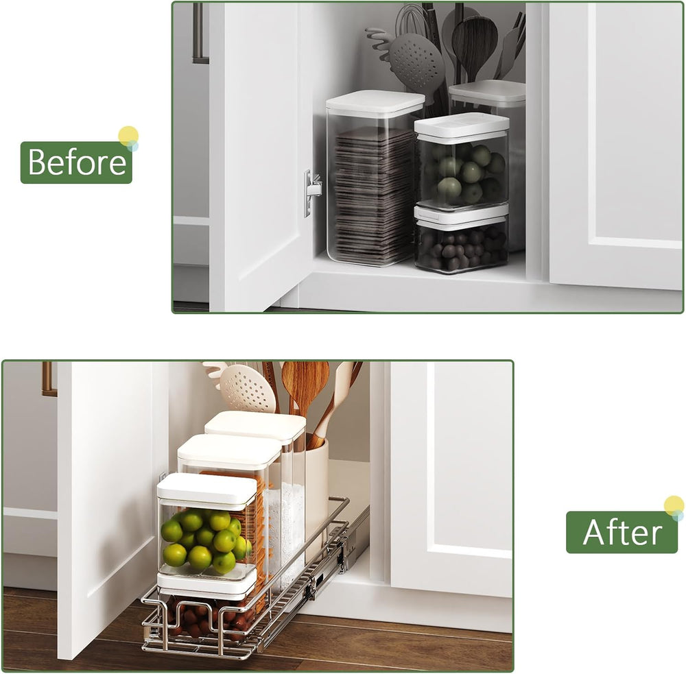 Pull Out Cabinet Organizer 5½" W x 21½" D, Heavy Duty Cabinet Pull ...