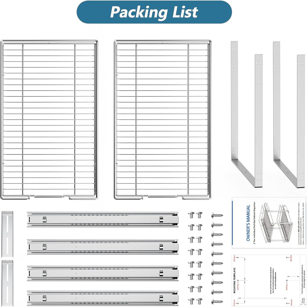 LOVMOR 2 Tier Individual Pull Out Cabinet Organizer 17" W x 21" D, ...