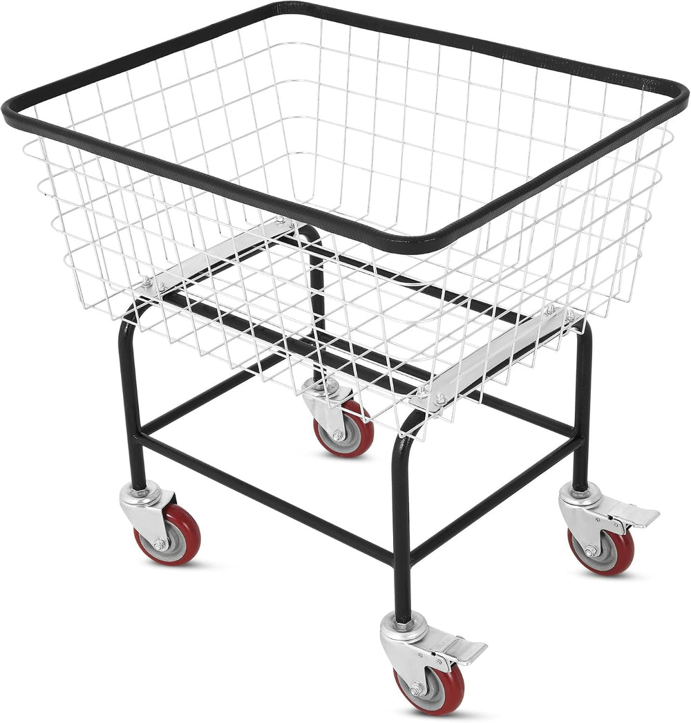 Rolling Laundry Cart with Wheels Holds 4 Washer Loads, Durable Steel