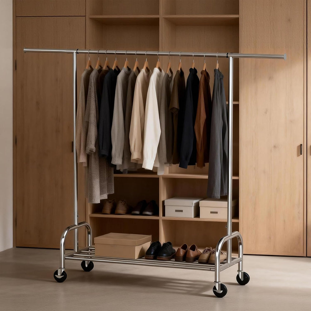 Heavy Duty Rolling Garment Rack with Wheels, 550LBS Clothing Rack