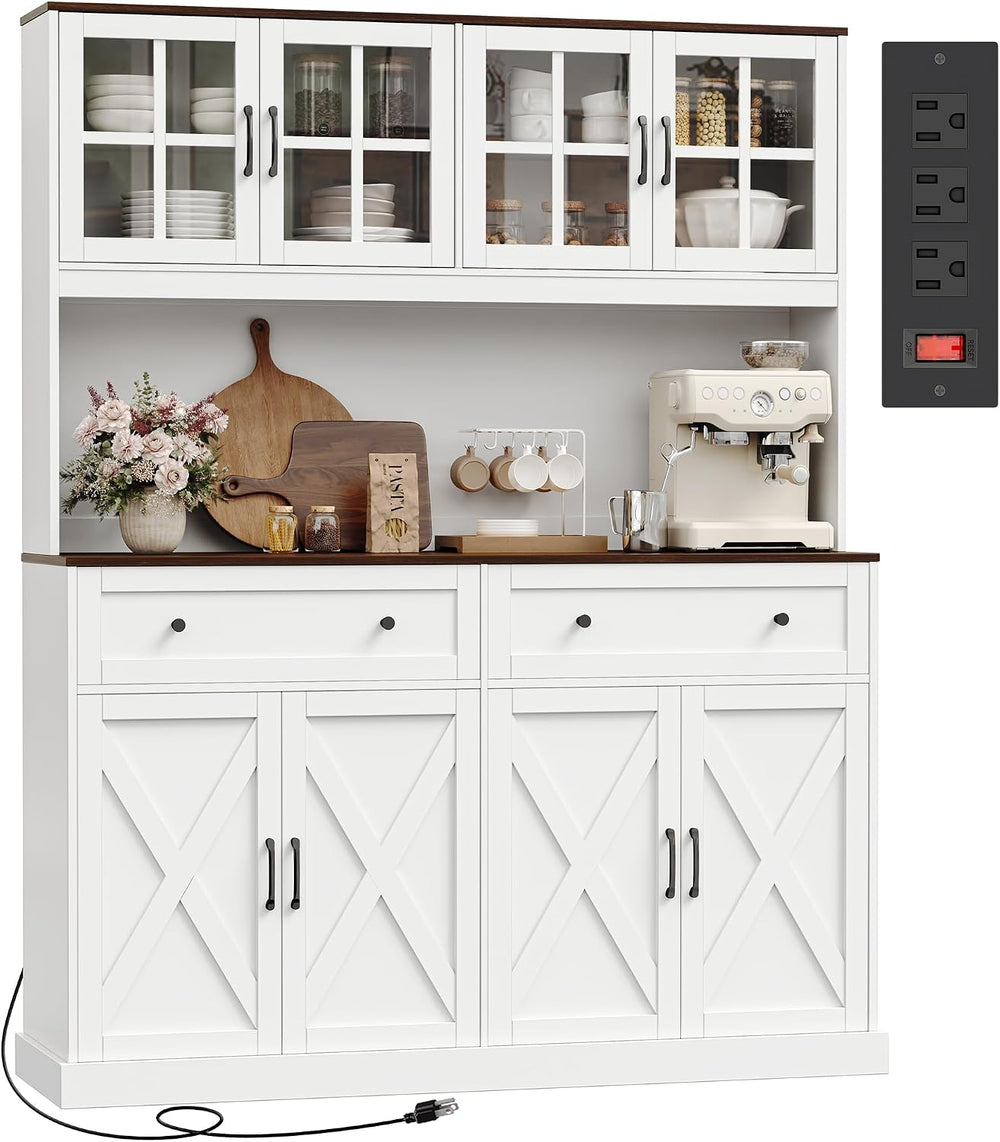 71''H x 55.1''W Pantry Cabinet with Charging Station, 4 Wide ...