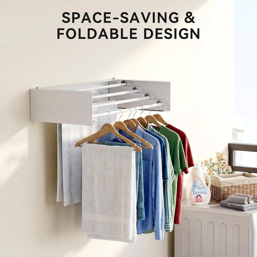 Wall Mounted Drying Rack, 23.6" Retractable Clothes Drying Rack, Heavy D...