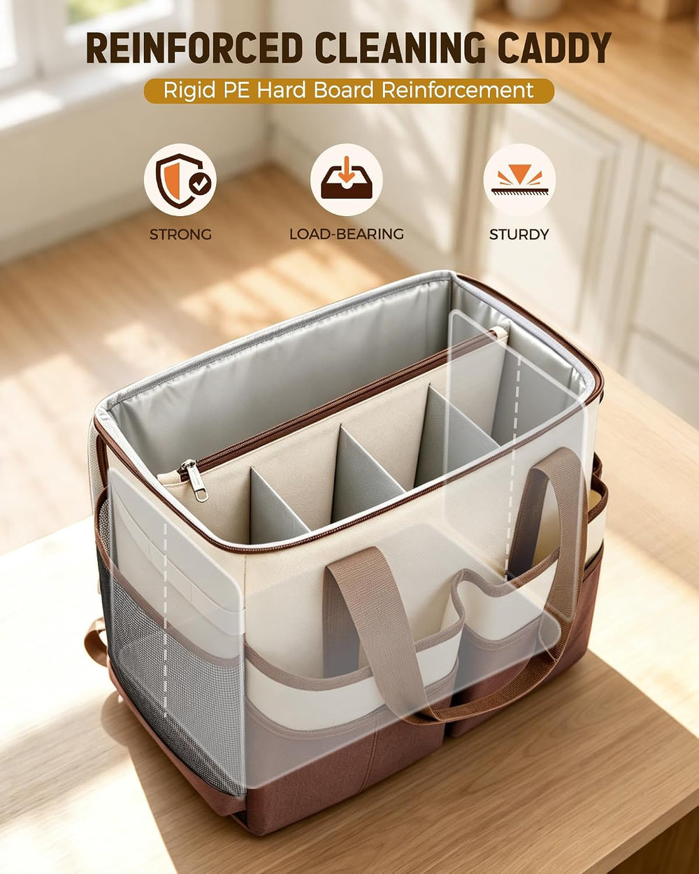 Ytonet Cleaning Caddy with 4 Spinner Wheels, Rolling Cleaning Caddy Bag