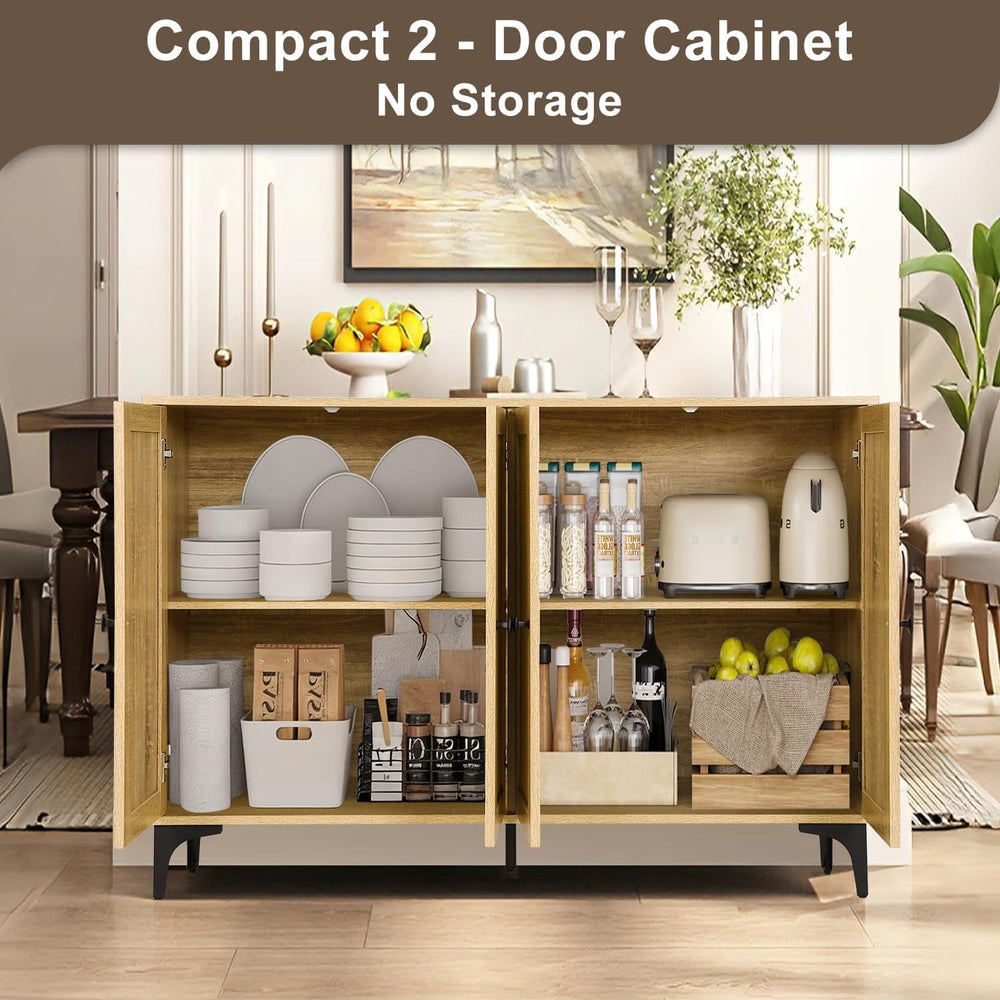 48" Sideboard Cabinet with Natural Rattan Doors