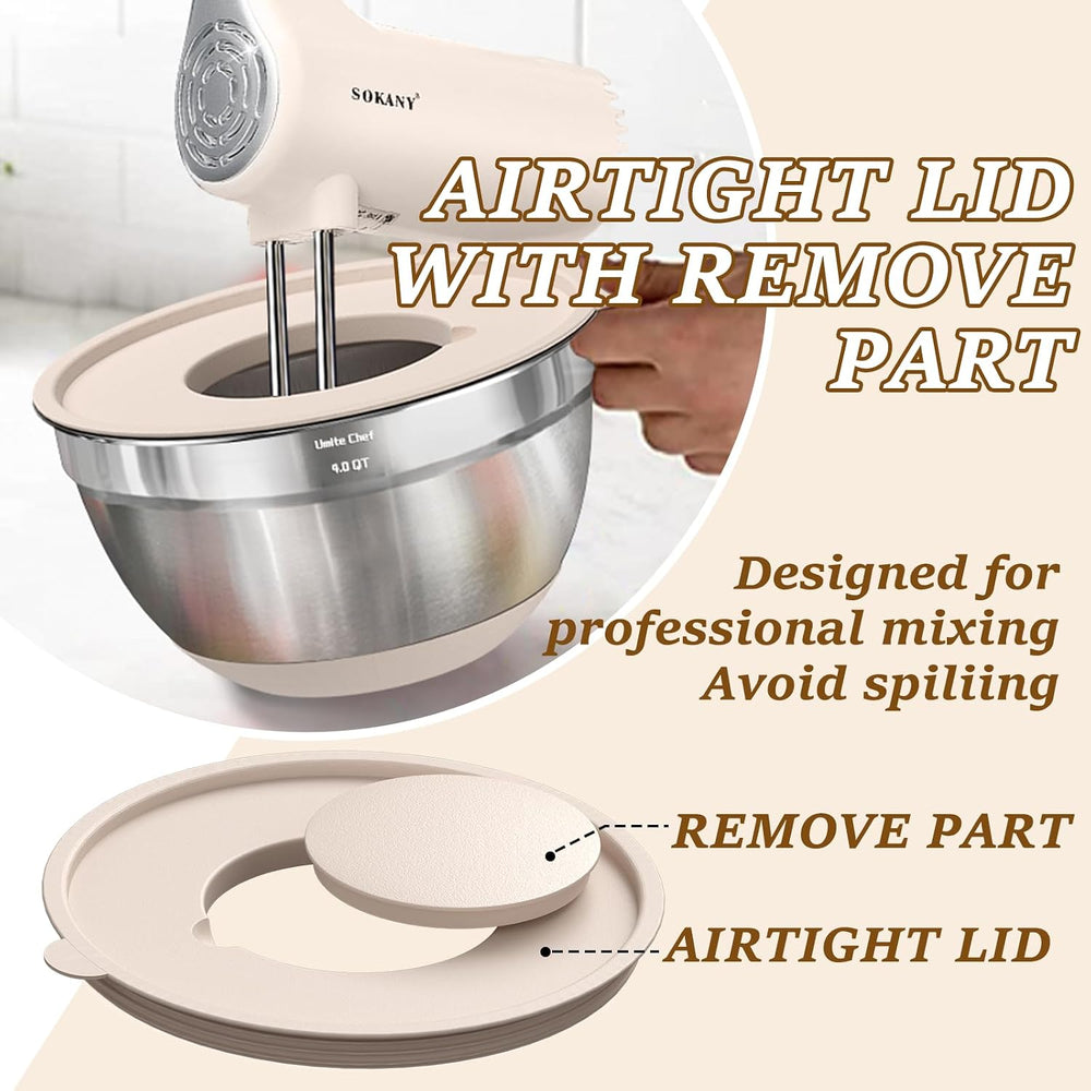 Umite Chef Mixing Bowls with Airtight Lids Set, 8PCS Stainless Steel Nesting ...