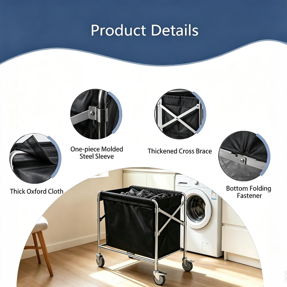 Collapsible Commercial Laundry cart with Wheel, 12 Bushel Laundry Cart