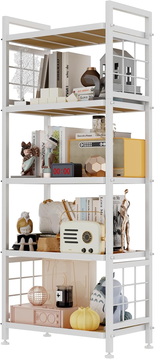GIOTORENT 5-Tier Pantry Shelves with Wooden Boards, Heavy Duty Storage Shelve...