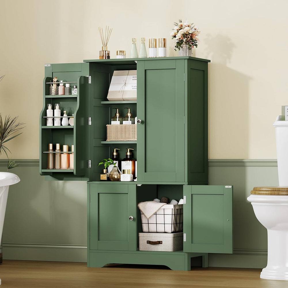 43"H Pantry Cabinet with 4 Doors, Kitchen Cabinet with 6 Door Shelves