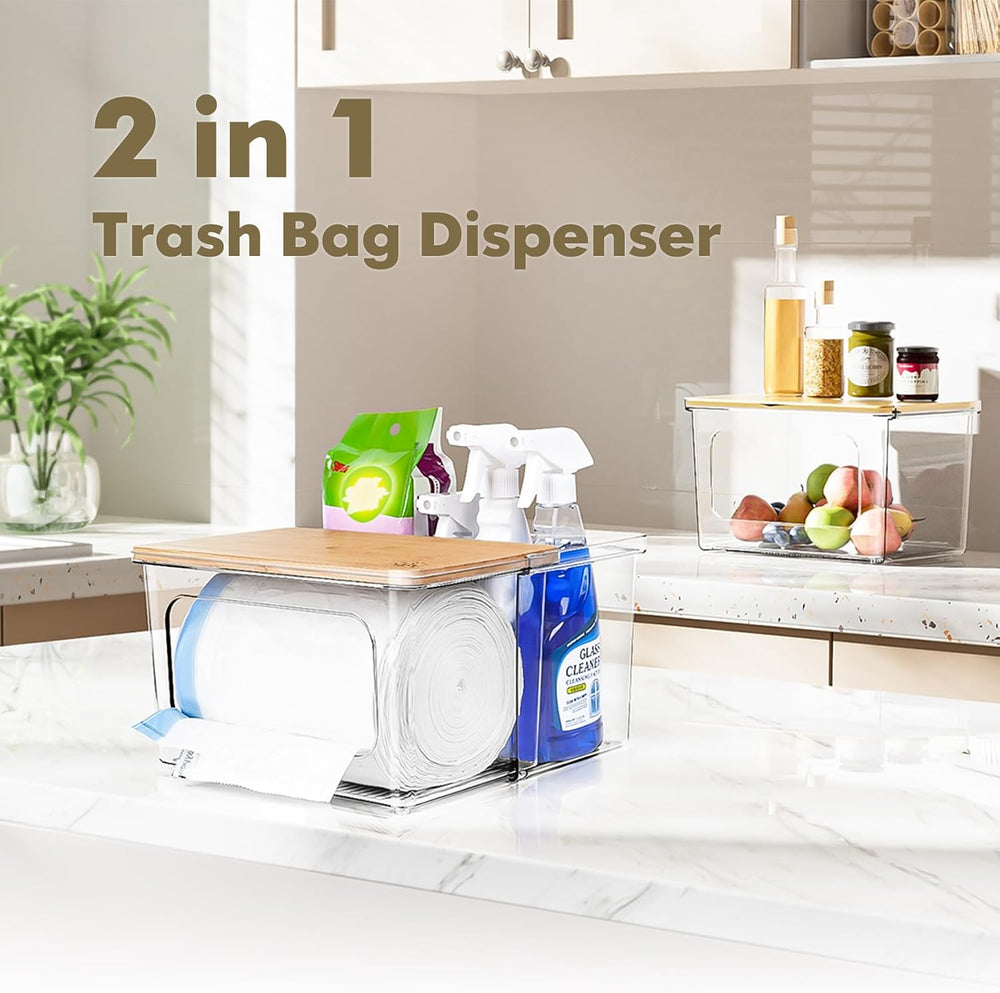 iCASA 2 in 1 Trash Bag Holder Garbage Bags Dispenser Under Sink Organizer