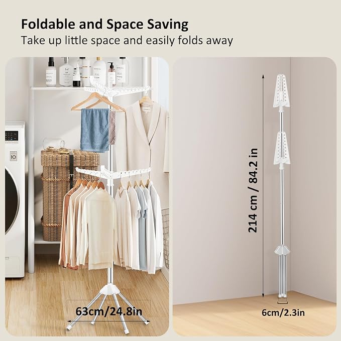 SUYU Clothes Drying Rack, Folding Clothes Drying Tree, 2 Layer
