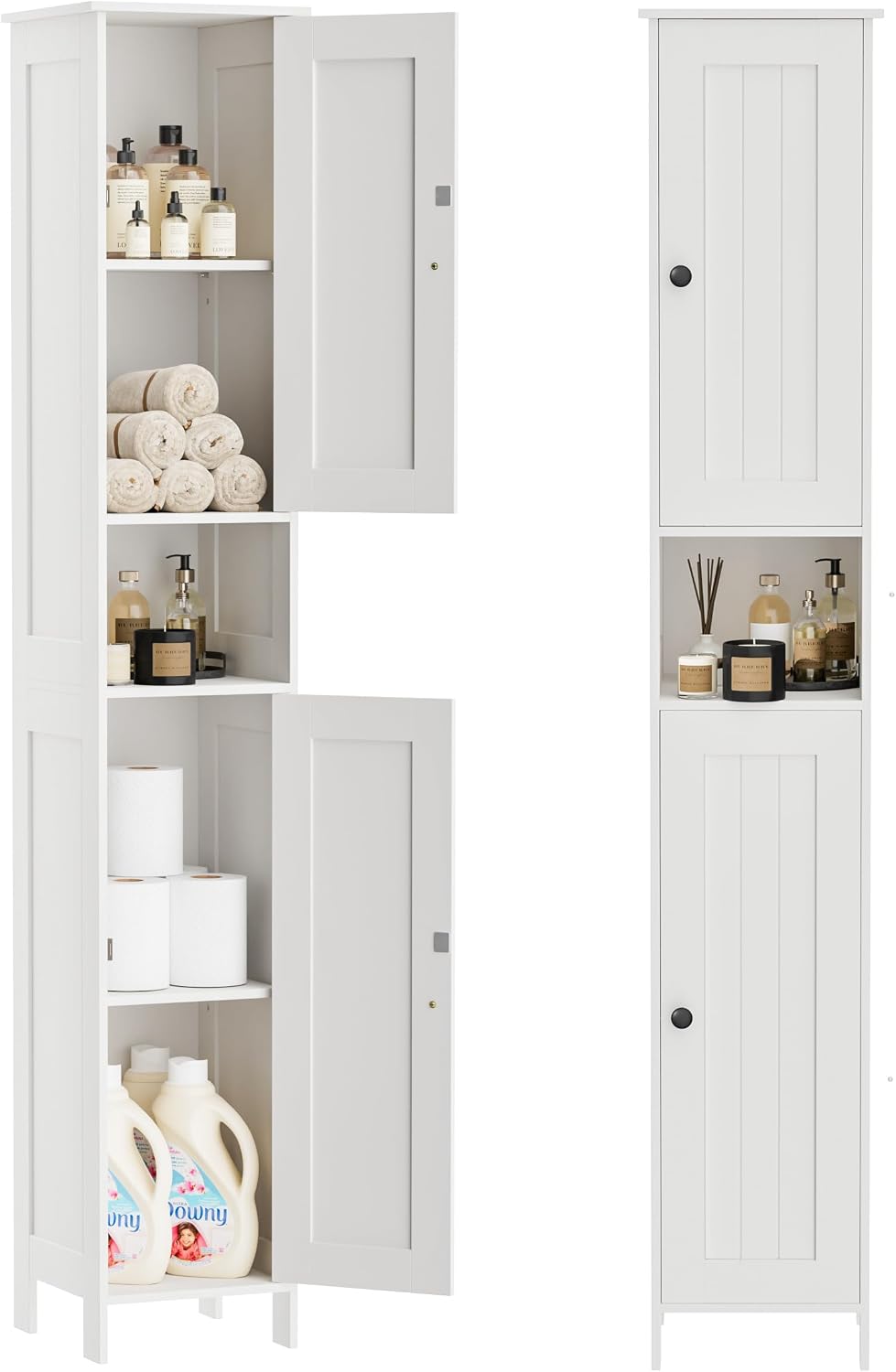 Tall Bathroom Storage Cabinet with 2 Doors, Slim Bathroom Cabinet