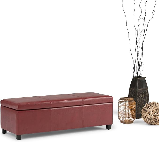 SIMPLIHOME Avalon 48 inch Wide Contemporary Rectangle Storage Ottoman Bench in