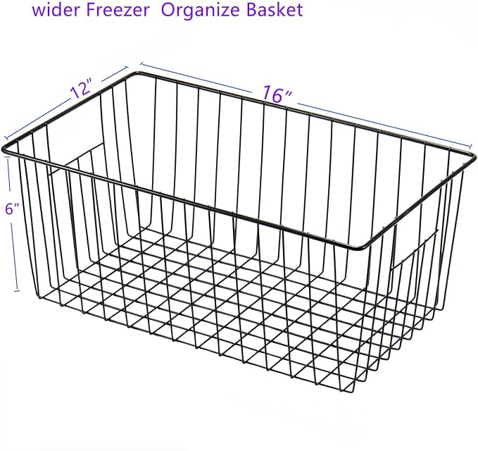 16" L x 12" W Wider Freezer Storage Organizer Baskets Container, De...