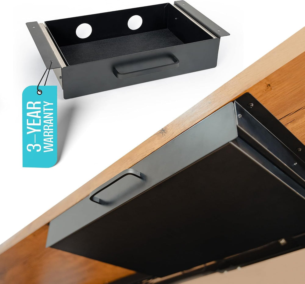 Under Desk Drawer Slide Out Attachment - Carbon Steel Undermount Table Drawer...