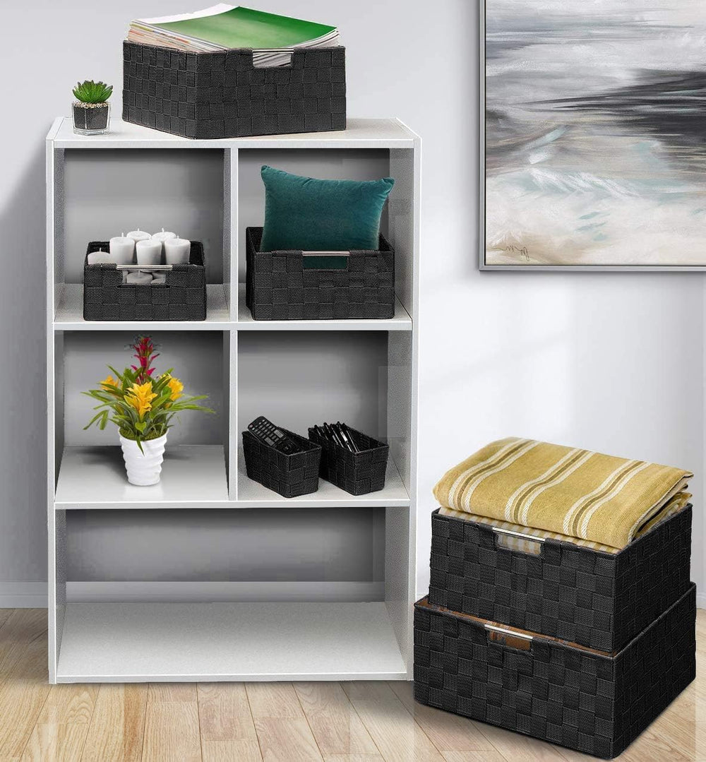 Sorbus Baskets for Organizing, 7-Piece Hand-Woven Storage Set (Black)