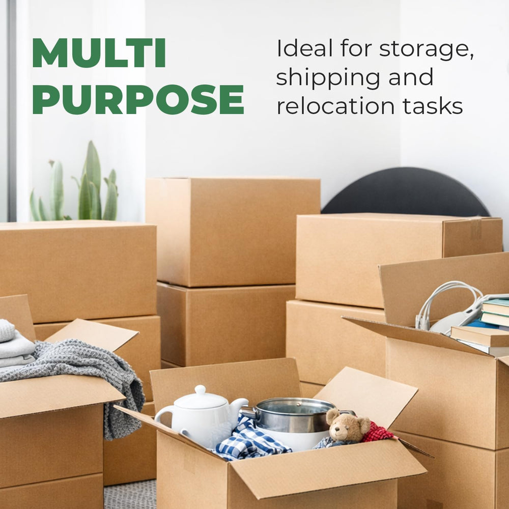 EconoHome Corrugated Shipping Boxes - 18x14x12" Medium Moving Boxes - Du...