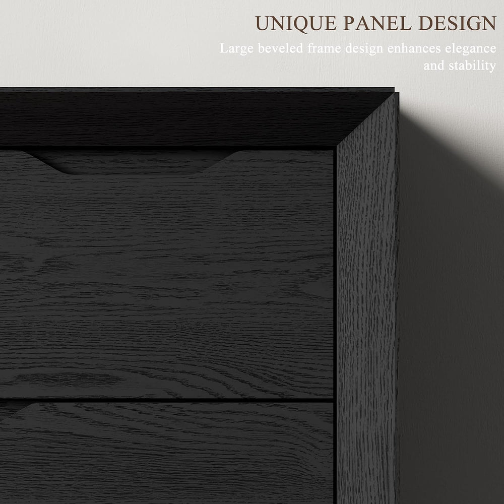 YANSNWO Black 8 Drawer Dresser for Bedroom, 55" Wide Chest of Drawers