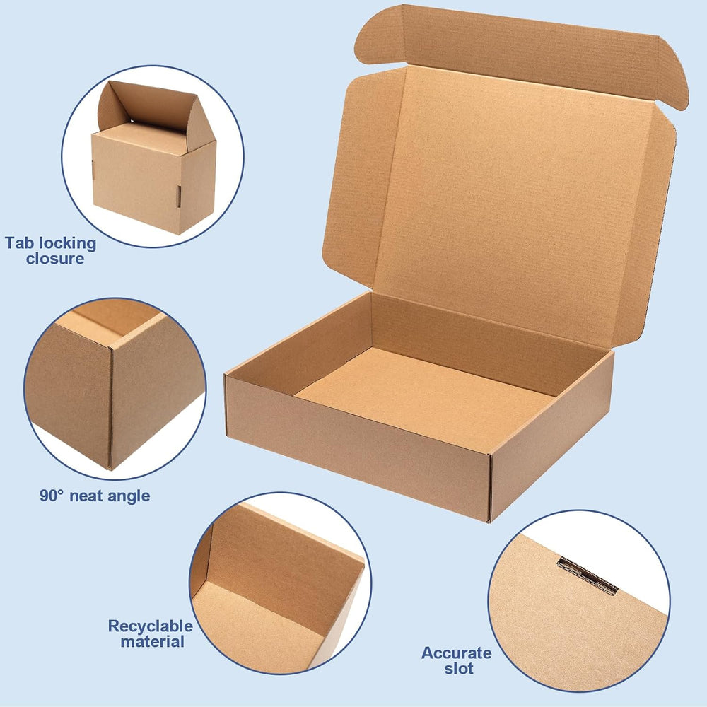 Wowxyz Brown Shipping Boxes 13x10x2" 25 Pack - Corrugated Cardboard Box ...