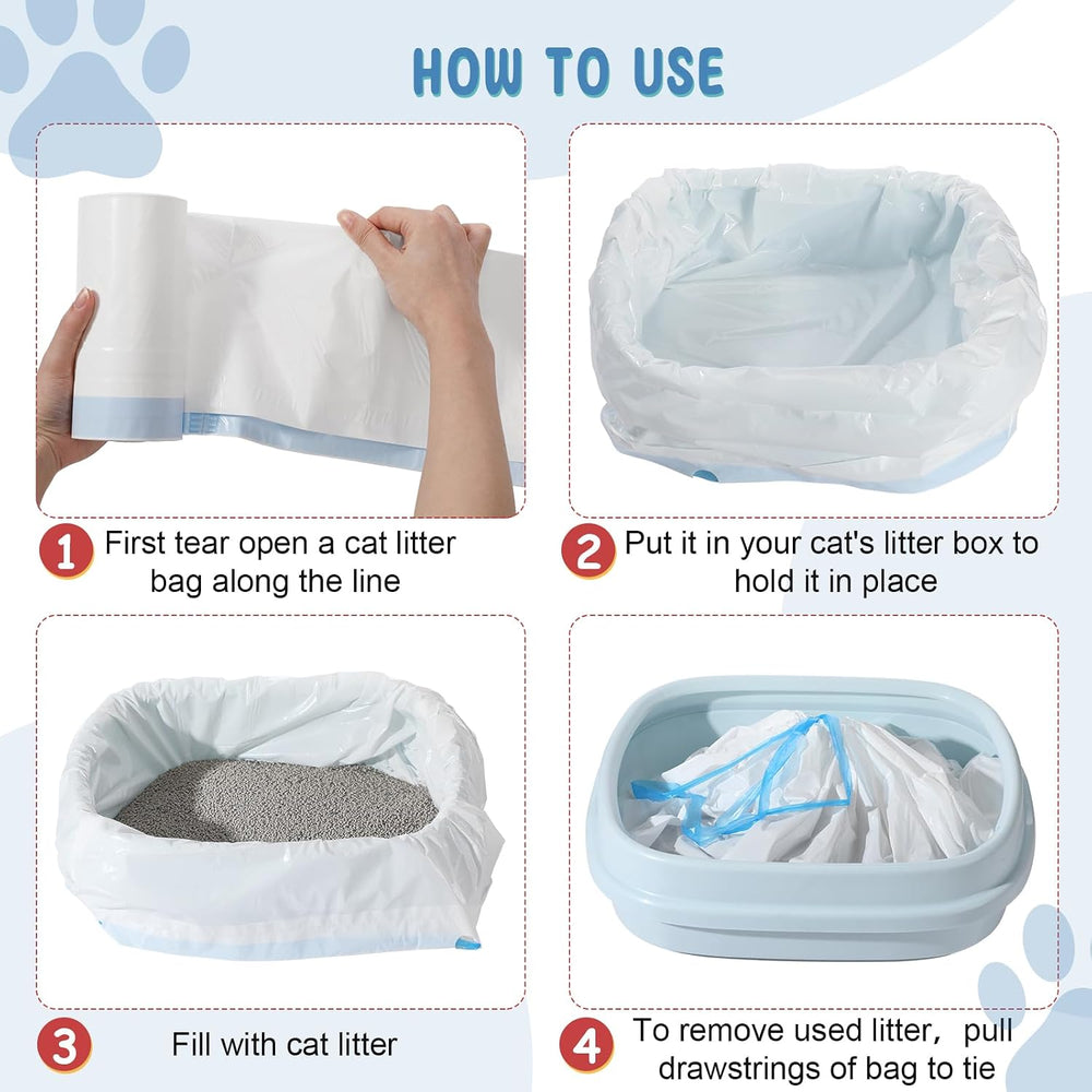 Tinlade 50 Count Jumbo Cat Litter Box Liners,39 x 22 Inch,White, Multicolor