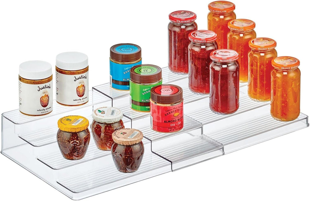 mDesign Plastic Adjustable, Expandable 4-Tier Kitchen Cabinet, Pantry, Shelf ...