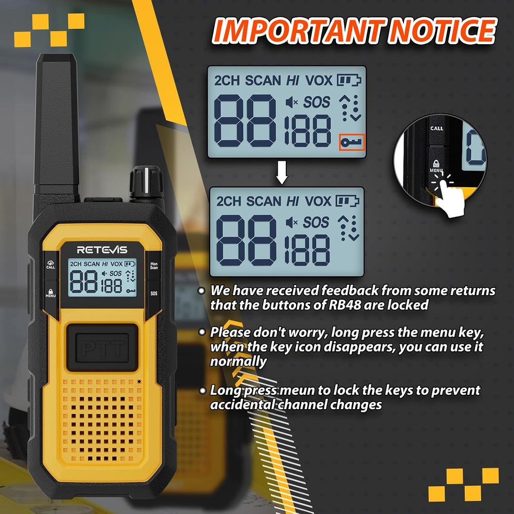 Retevis RB48 FRS Walkie Talkies Long Range,Mil-Standards 810H Two Way Radio