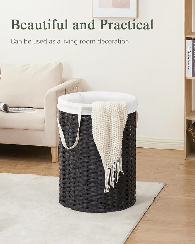 Laundry Basket Round Rattan Laundry Hamper 29.1 Gal Handwoven Large Wicker