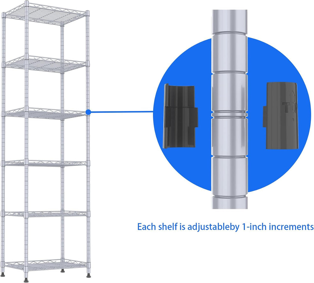 6 Wire Shelving Steel Storage Rack Adjustable Unit Shelves for Laundry Bathro...