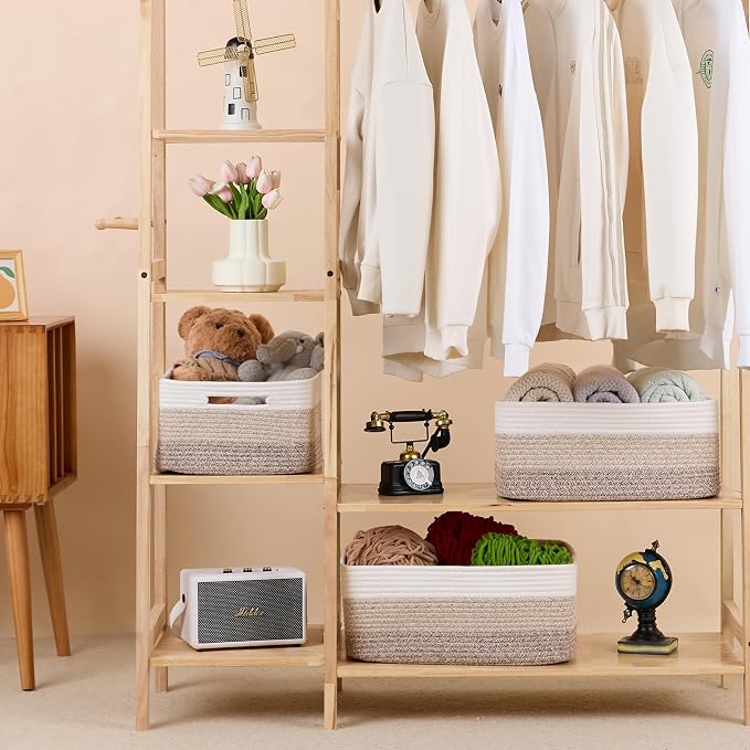Large Storage Baskets for Organizing, Closet Shelf Baskets for Clothes Blanke...