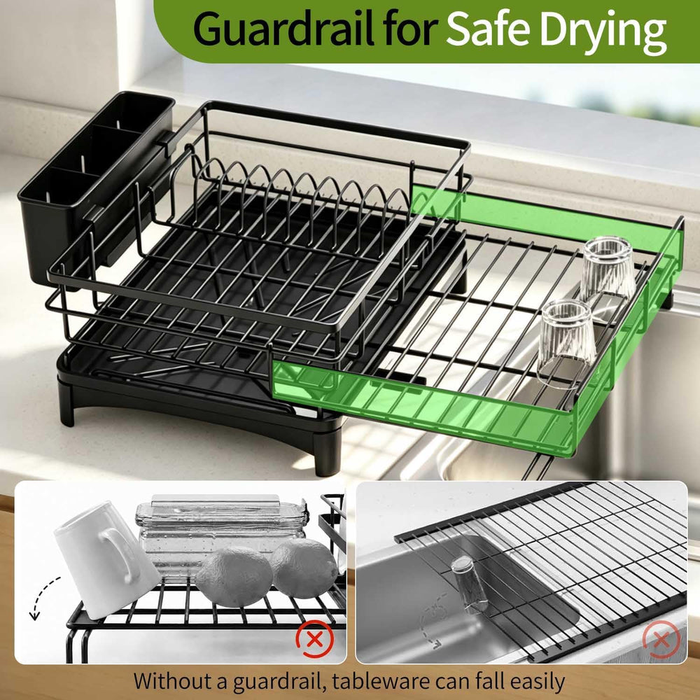 Expandable Dish Drying Rack, Stainless Steel Over Sink Dish Drainer for Kitch...