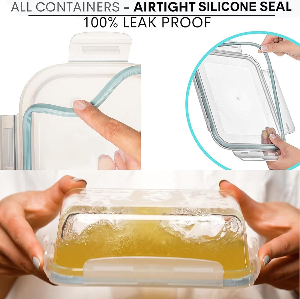 Razab 16 Pc (Set of 8) 30 Oz Glass Meal Prep Containers with Lids, Airtight L...