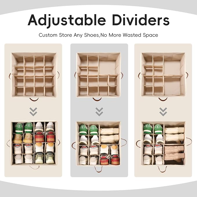 Shoe Organizer for Closet, 3 Pack Shoe Storage Bins