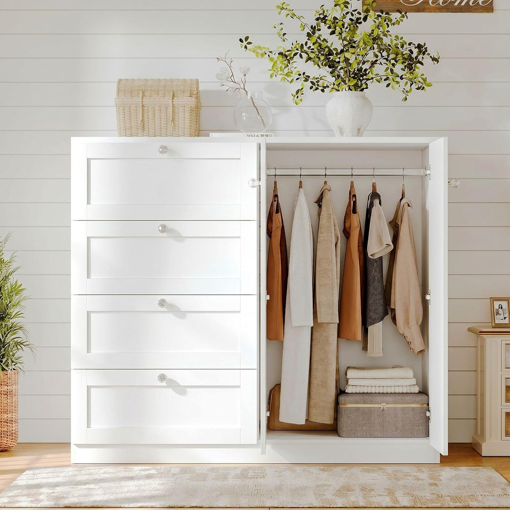 VOWNER 43''H Armoire Wardrobe Closet with 4 Drawers and 2 Doors