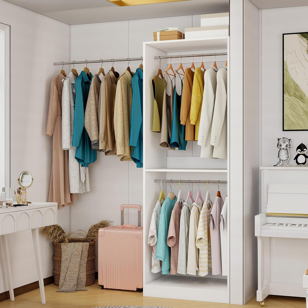 Closet System with 3 Hanging Rods& Shelf , 2FT Small Closet Organizer Sys...