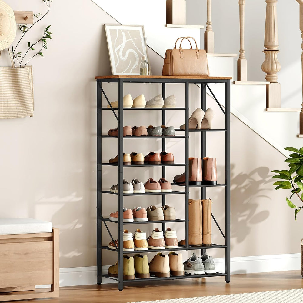 HOOBRO 8 Tier Shoe Rack for Entryway, Large Capacity Tall Shoe Storage