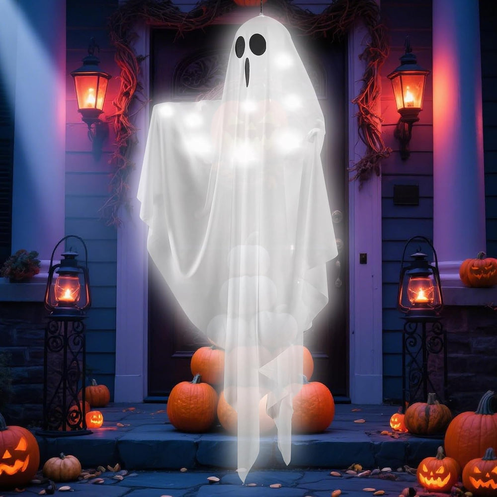 3.91FT Halloween Decorations Outdoor, White Hanging Ghost Hanging Light up wi...