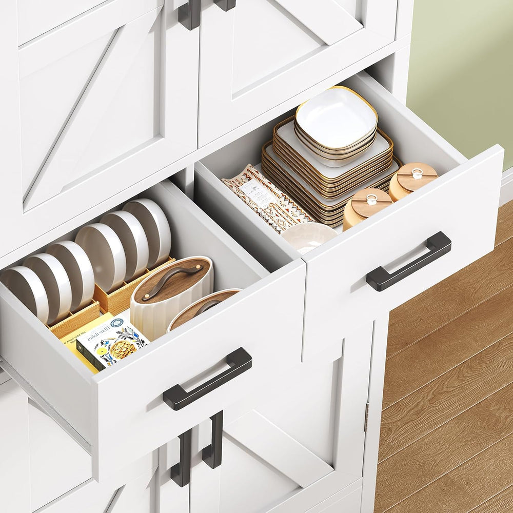 Pantry Cabinet with 4 Doors, Kitchen Storage Cabinet with Door Shelves,