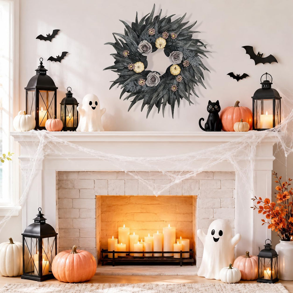 24 Inch Halloween Wreath with Snakeskin Leaves for Front Door