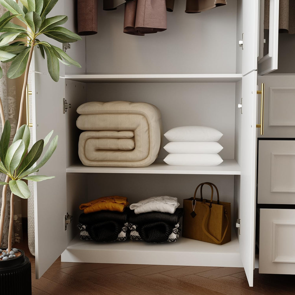 FUFU&GAGA Wardrobe Closet Collection with Doors, White Armoire System