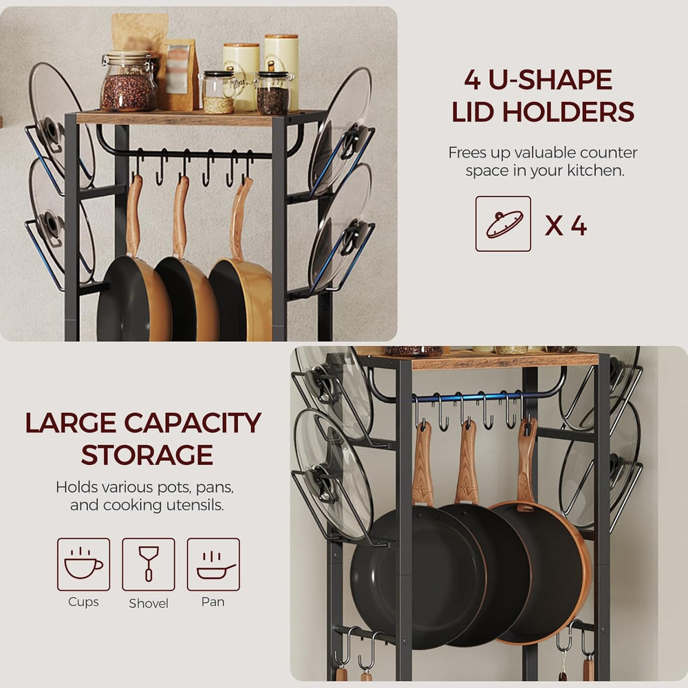 MAHANCRIS 4-Tier Pot Rack, Pots and Pans Organizer for Kitchen Corner, Kitche...