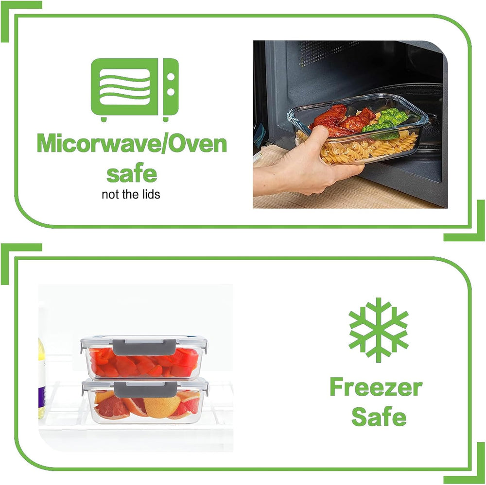24pc Glass Food Storage Containers with Lids，Glass Meal Prep Containers