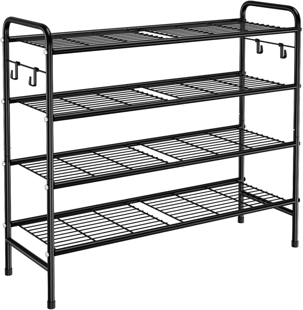 VILICK 4-Tier Shoe Rack 33" Wide Metal Shoe Organizer Long Shoe Storage ...