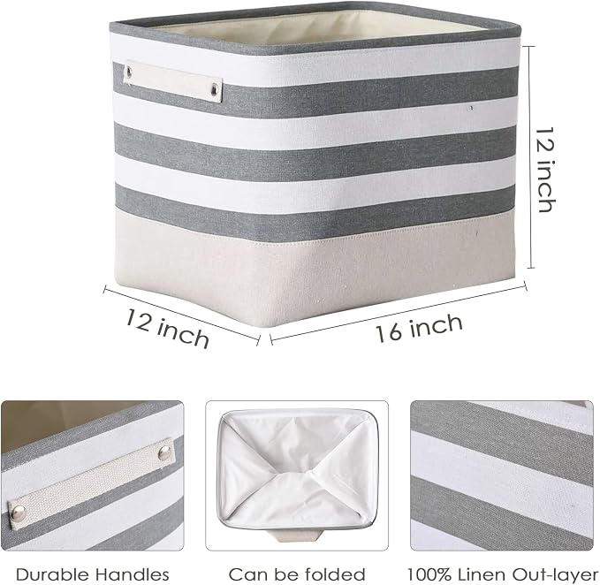 TheWarmHome Extra Large Cube Storage Bins Baskets (3 Pack)