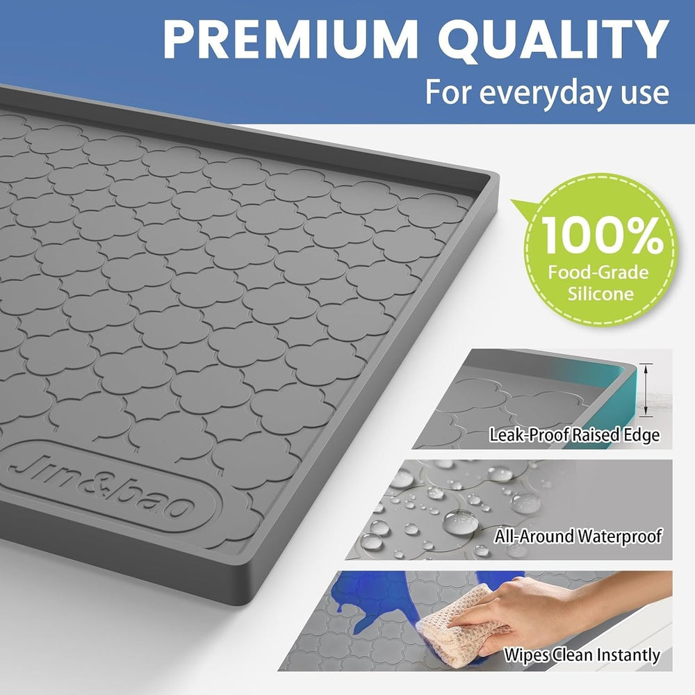 Jin&Bao Under Sink Mat 34" x 22" Waterproof Silicone Cabinet Ki...