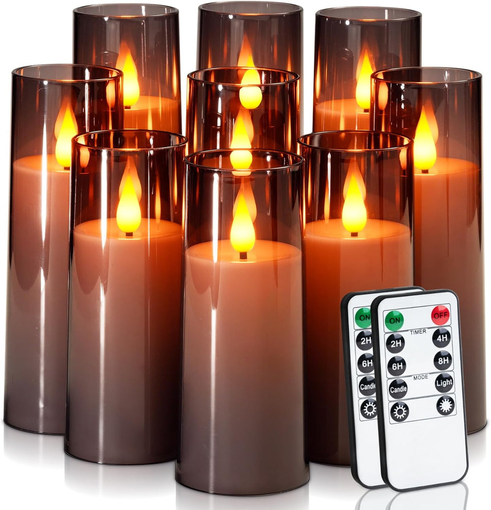 Amagic Grey Flameless Candles 9 Set, Battery Operated Halloween Candles