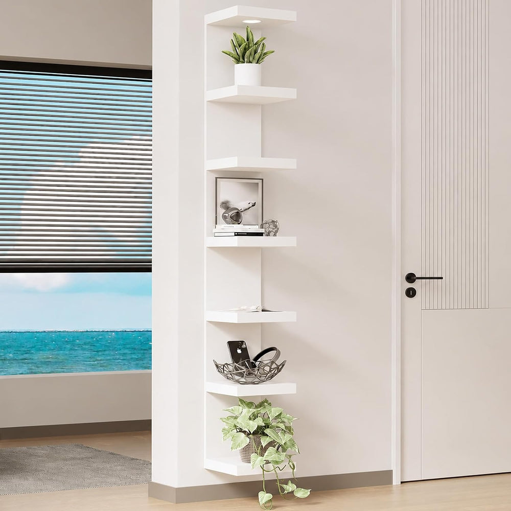 LitaEther Versatile 7 Tier Wall Shelf Unit,White Lack Wall Shelf,Display Floa...